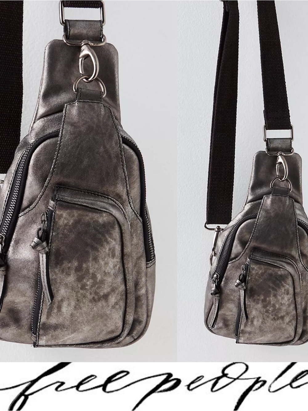 Free People Hudson Sling Bag in Gunmetal ❤️ NWOT Viral